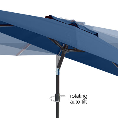 cobalt blue large patio umbrella, tilting with base 700 Series detail image CorLiving#color_ppu-cobalt-blue