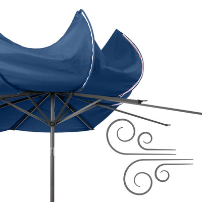 cobalt blue large patio umbrella, tilting with base 700 Series detail image CorLiving#color_ppu-cobalt-blue