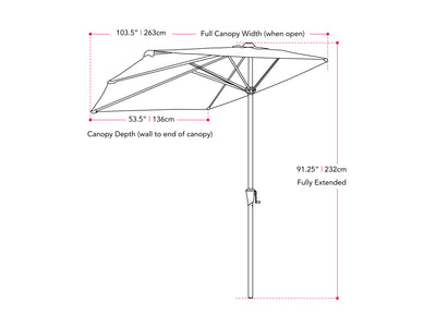 black half umbrella Versa collection measurements diagram CorLiving#color_black