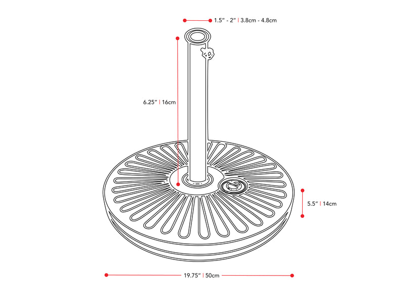  round umbrella base CorLiving measurements diagram CorLiving 