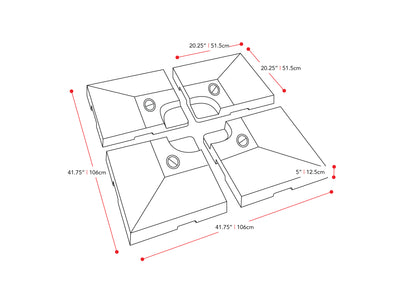  deluxe patio base for heavy and offset umbrellas CorLiving measurements diagram CorLiving 