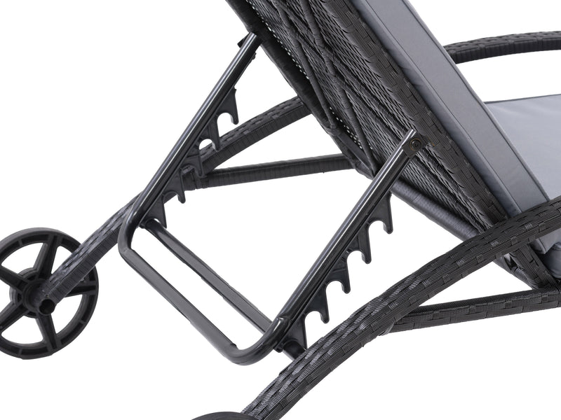 black and ash grey Outdoor Wicker Lounge Chair Parksville Collection detail image by CorLiving