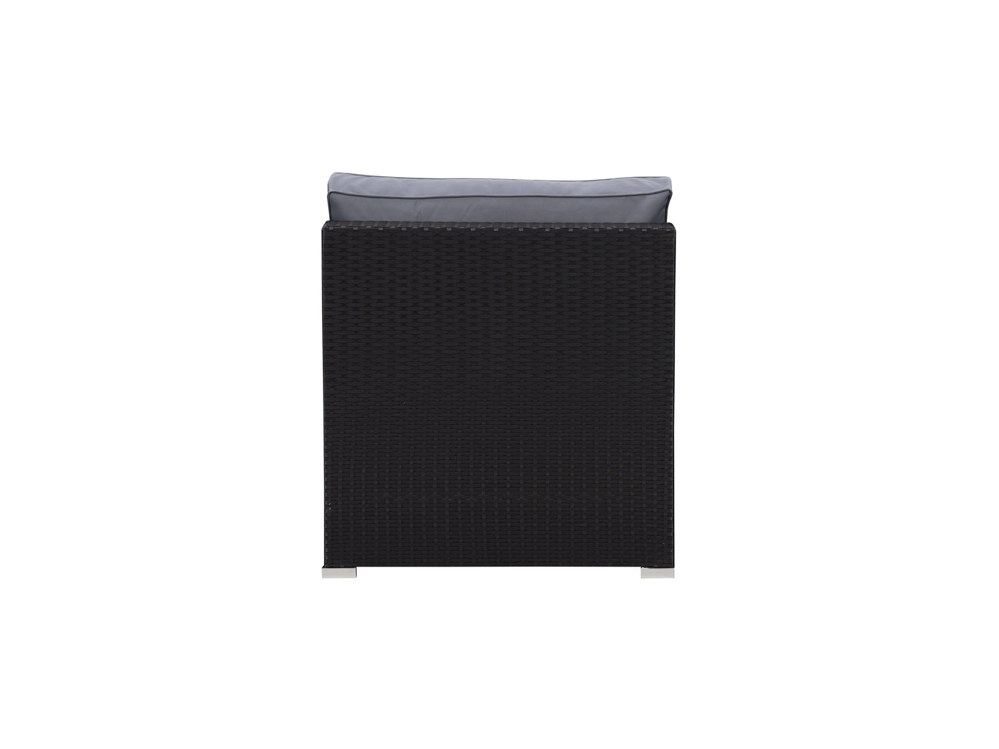 Brown wicker patio chair with beige cushions, featuring a sturdy aluminum frame, woven texture, and armrests. Ideal for outdoor use on patios, gardens, or balconies. Durable, stylish, and comfortable seating solution.