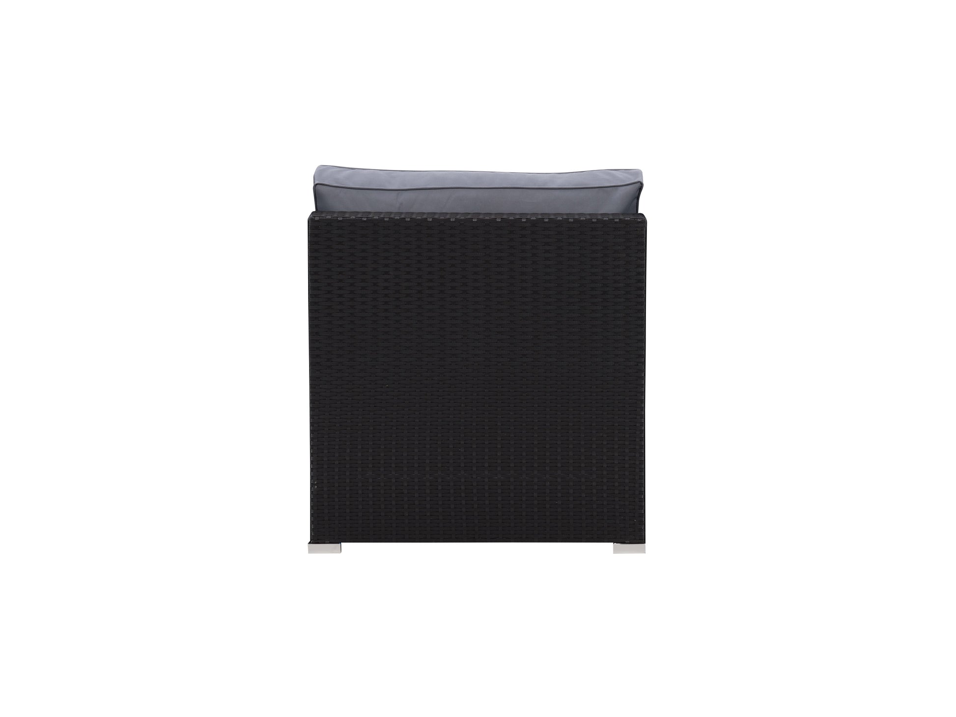 Brown wicker patio chair with beige cushions, featuring a sturdy aluminum frame, woven texture, and armrests. Ideal for outdoor use on patios, gardens, or balconies. Durable, stylish, and comfortable seating solution.
