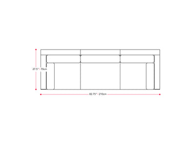 black and ash grey Outdoor Wicker Sofa, 3pc Parksville Collection measurements diagram by CorLiving#color_black-and-ash-grey