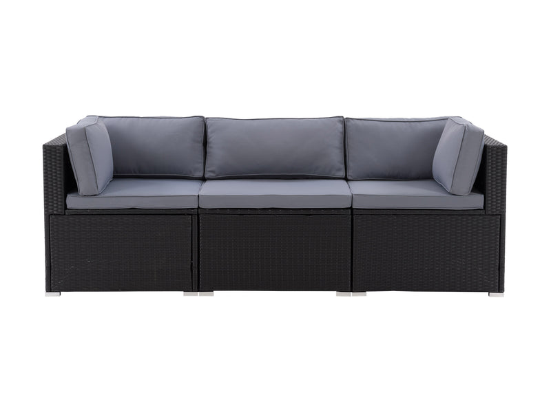 black and ash grey Outdoor Wicker Sofa, 3pc Parksville Collection product image by CorLiving