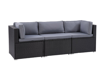 black and ash grey Outdoor Wicker Sofa, 3pc Parksville Collection product image by CorLiving#color_black-and-ash-grey