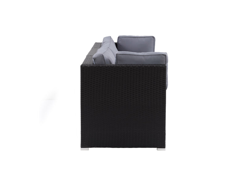 black and ash grey Outdoor Wicker Sofa, 3pc Parksville Collection product image by CorLiving