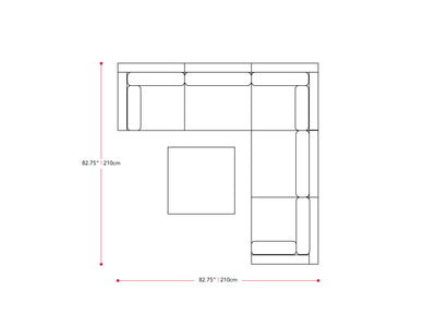 black and ash grey Patio Sectional Set, 6pc Parksville Collection measurements diagram by CorLiving#color_black-and-ash-grey