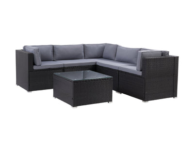 black and ash grey Patio Sectional Set, 6pc Parksville Collection product image by CorLiving#color_black-and-ash-grey