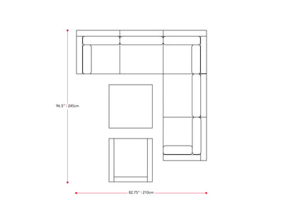 black and ash grey Outdoor Sectional Set, 7pc Parksville Collection measurements diagram by CorLiving#color_black-and-ash-grey