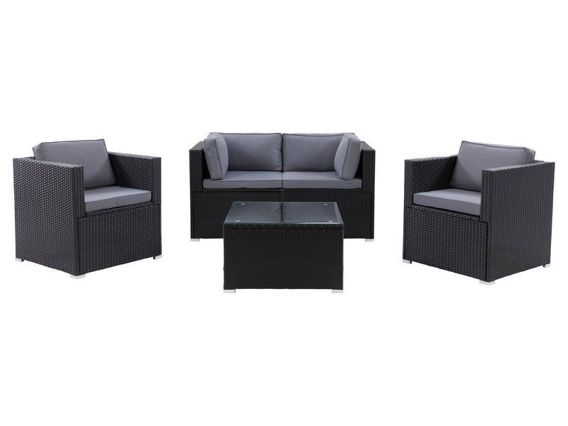 black and ash grey Outdoor Sofa Set, 5pc Parksville Collection product image by CorLiving