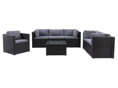 black and ash grey Outdoor Sofa Set, 7pc Parksville Collection product image by CorLiving#color_black-and-ash-grey