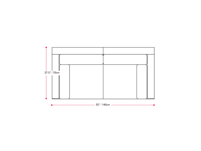 blended grey weave and oxford blue Outdoor Loveseat, 2pc Parksville Collection measurements diagram by CorLiving
