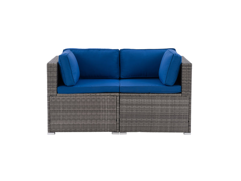 blended grey weave and oxford blue Outdoor Loveseat, 2pc Parksville Collection product image by CorLiving