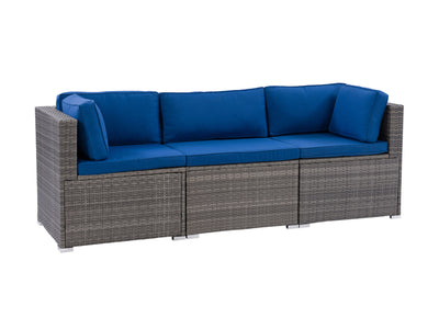 blended grey weave and oxford blue Outdoor Wicker Sofa, 3pc Parksville Collection product image by CorLiving#color_blended-grey-weave-and-oxford-blue