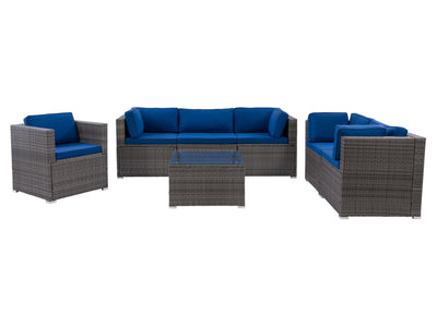 blended grey weave and oxford blue Outdoor Sofa Set, 7pc Parksville Collection product image by CorLiving#color_blended-grey-weave-and-oxford-blue