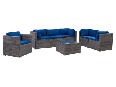 blended grey weave and oxford blue Outdoor Sofa Set, 7pc Parksville Collection product image by CorLiving#color_blended-grey-weave-and-oxford-blue