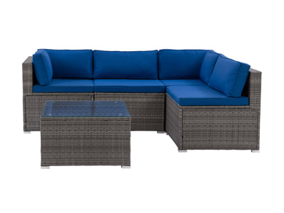 blended grey weave and oxford blue 5-Piece Patio Wicker Sectional Set Parksville Collection product image by CorLiving#color_blended-grey-weave-and-oxford-blue
