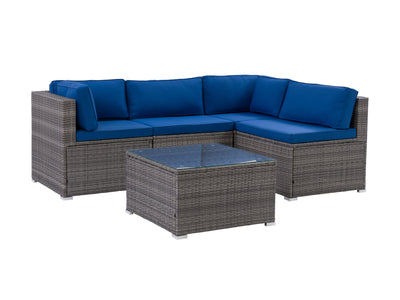 blended grey weave and oxford blue 5-Piece Patio Wicker Sectional Set Parksville Collection product image by CorLiving#color_blended-grey-weave-and-oxford-blue