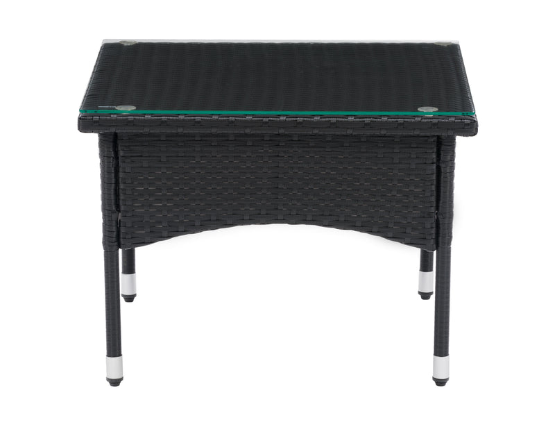 black weave Outdoor Wicker Side Table Parksville Collection product image by CorLiving