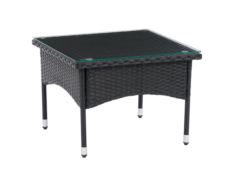 black weave Outdoor Wicker Side Table Parksville Collection product image by CorLiving