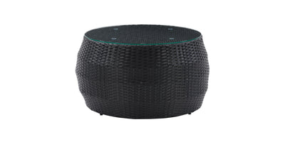 black weave Round Wicker Coffee Table Parksville Collection product image by CorLiving#color_textured-black-weave