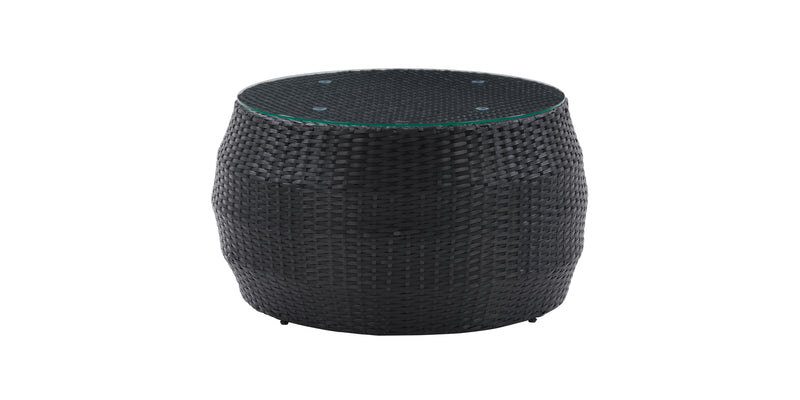black weave Round Wicker Coffee Table Parksville Collection product image by CorLiving