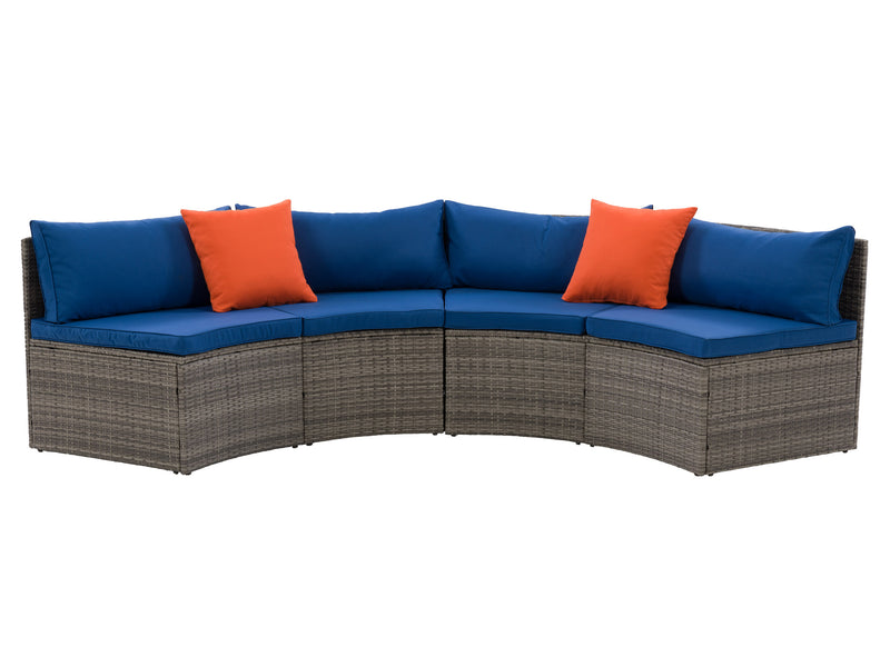 blended grey and oxford blue Curved Outdoor Sofa, 2pc Parksville Collection product image by CorLiving