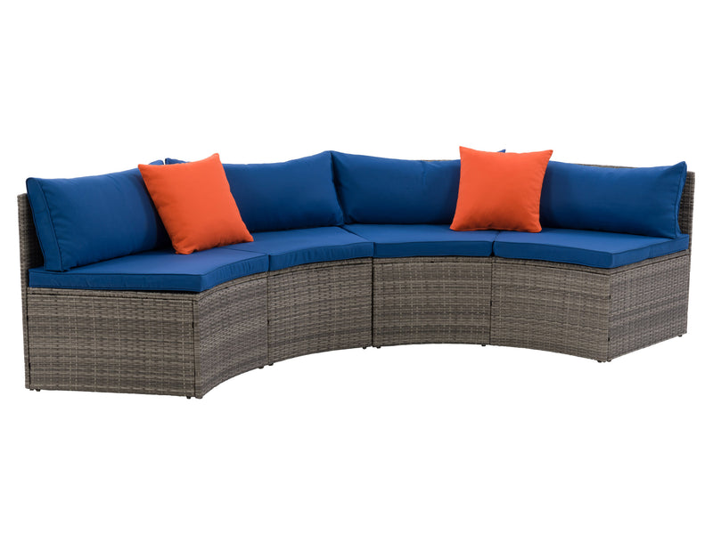 blended grey and oxford blue Curved Outdoor Sofa, 2pc Parksville Collection product image by CorLiving