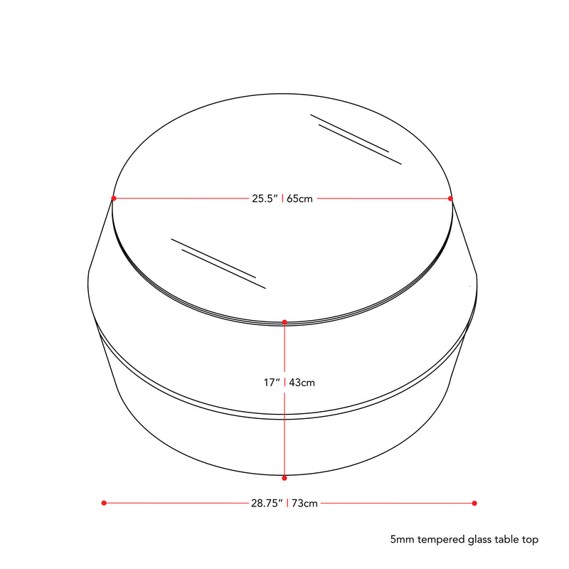 blended grey Wicker Coffee Table Parksville Collection measurements diagram by CorLiving