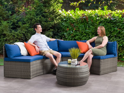 blended grey and oxford blue Curved Outdoor Sectional Set, 3pc Parksville Collection lifestyle scene by CorLiving#color_blended-grey-and-oxford-blue