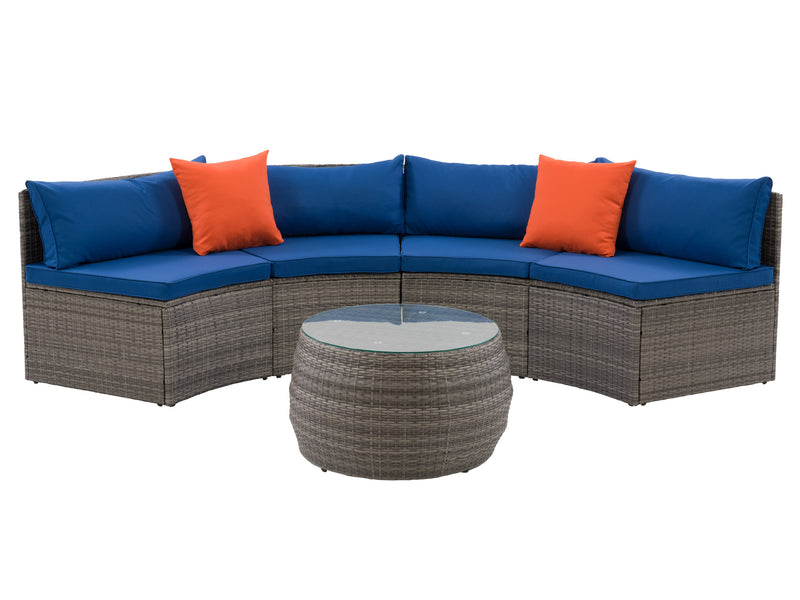 blended grey and oxford blue Curved Outdoor Sectional Set, 3pc Parksville Collection product image by CorLiving