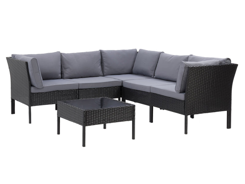 black and ash grey Patio Sectional Set, 6pc Parksville Collection product image by CorLiving