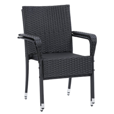 black Stackable Patio Chairs, Set of 2 Parksville Collection detail image by CorLiving #color_black