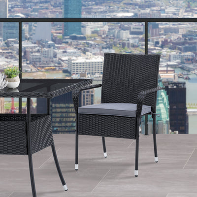 black Stackable Patio Chairs, Set of 2 Parksville Collection lifestyle scene by CorLiving #color_black