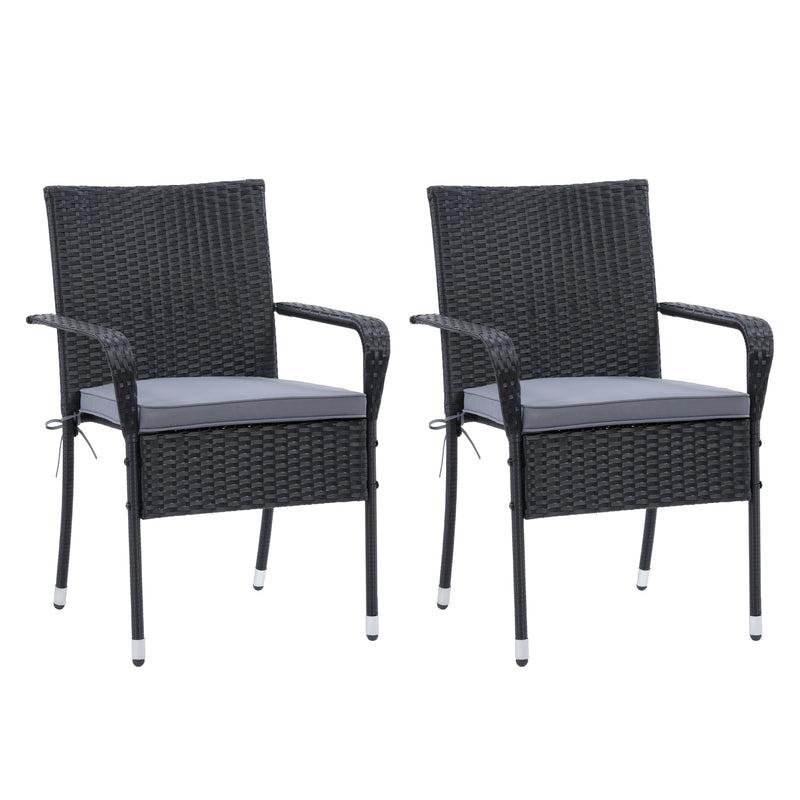 black Stackable Patio Chairs, Set of 2 Parksville Collection product image by CorLiving 