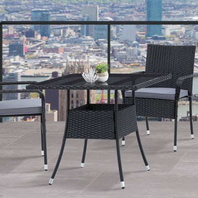 black Square Outdoor Dining Table Parksville Collection lifestyle scene by CorLiving#color_black