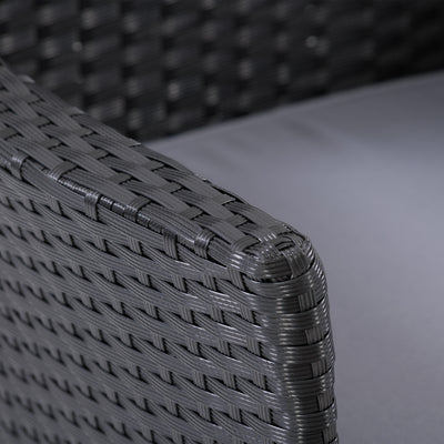 black and grey Wicker Armchair, Set of 2 Parksville Collection detail image by CorLiving#color_black-and-grey