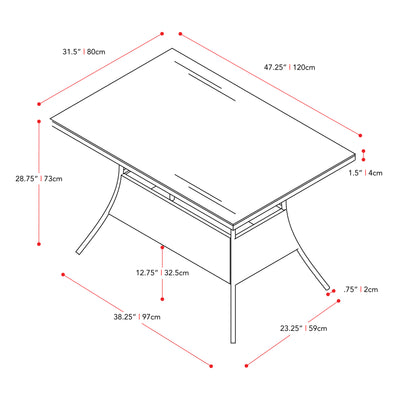 black Black Outdoor Dining Table Parksville Collection measurements diagram by CorLiving#color_black