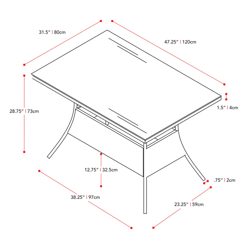 black Black Outdoor Dining Table Parksville Collection measurements diagram by CorLiving