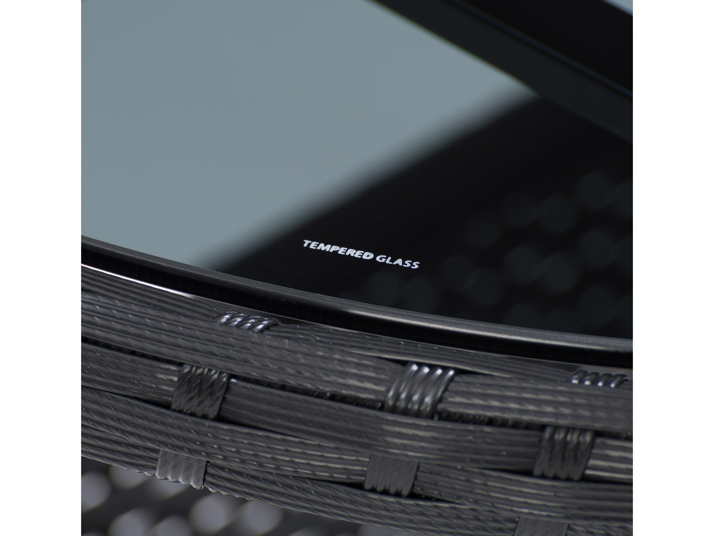 Modern 3-piece patio bistro set with a round glass-top table and two cushioned wicker chairs in beige and brown, featuring durable steel frames and weather-resistant materials ideal for outdoor dining.