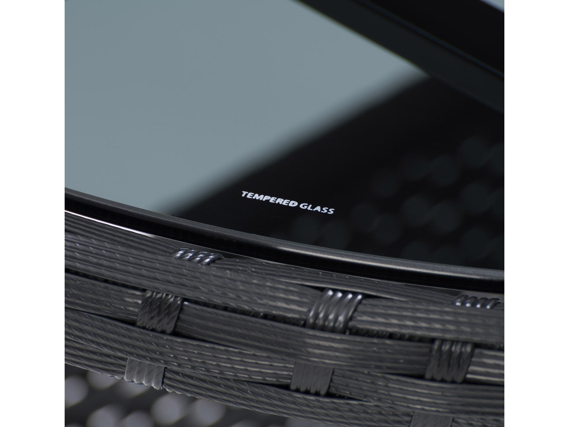 Modern 3-piece patio bistro set with a round glass-top table and two cushioned wicker chairs in beige and brown, featuring durable steel frames and weather-resistant materials ideal for outdoor dining.