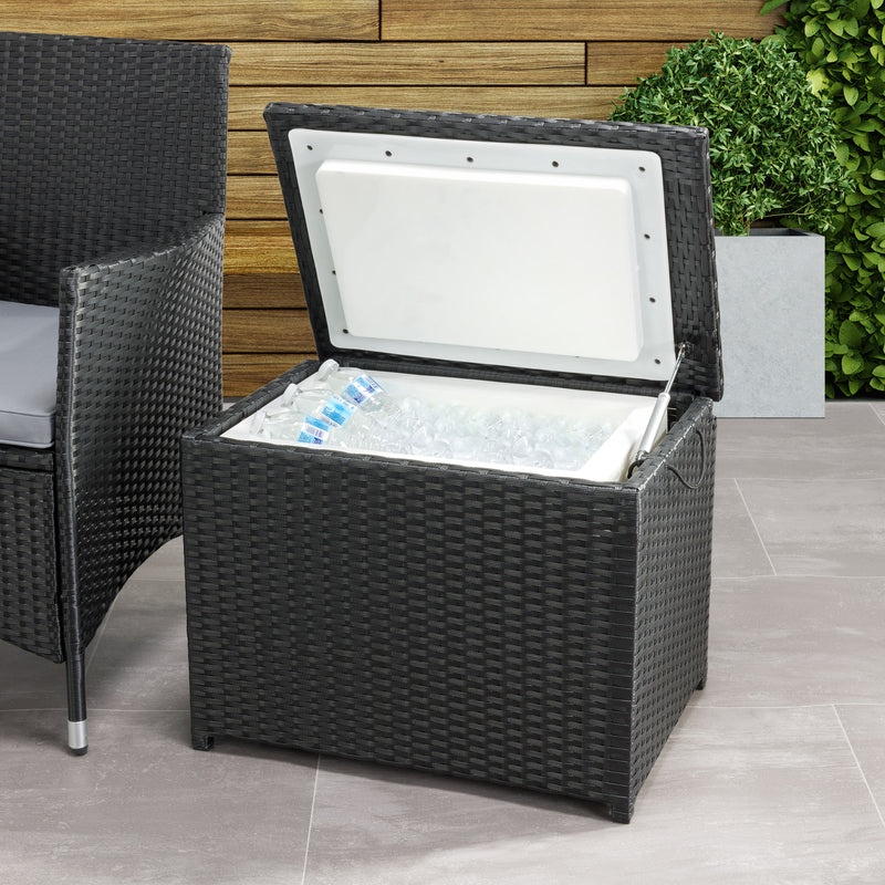 black weave Outdoor Cooler Table Parksville Collection lifestyle scene by CorLiving