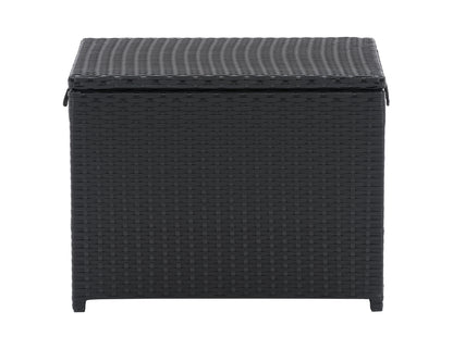Outdoor cooler table with a sleek black finish, featuring a spacious storage compartment and a smooth, durable surface. Ideal for patio use, this multifunctional piece doubles as both a table and a cooler.
