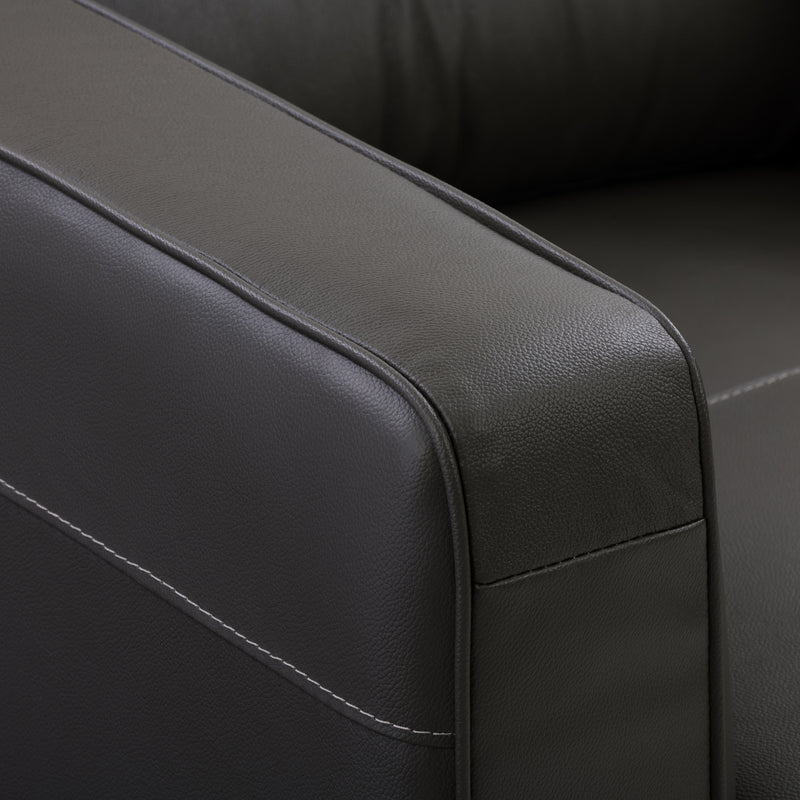 black Leather Accent Chair Savannah Collection detail image by CorLiving