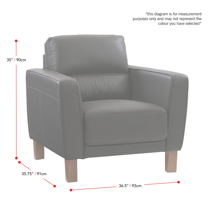 black Leather Accent Chair Savannah Collection measurements diagram by CorLiving