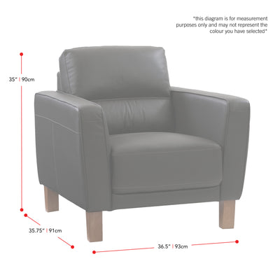 white Leather Accent Chair Savannah Collection measurements diagram by CorLiving#color_white