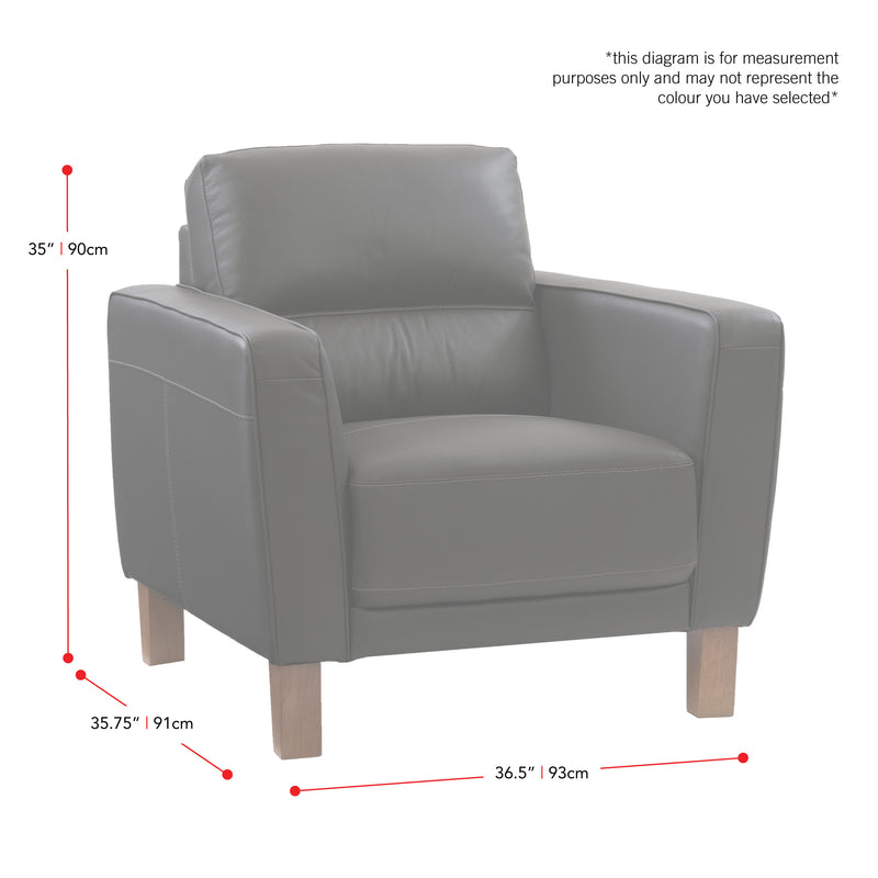 white Leather Accent Chair Savannah Collection measurements diagram by CorLiving