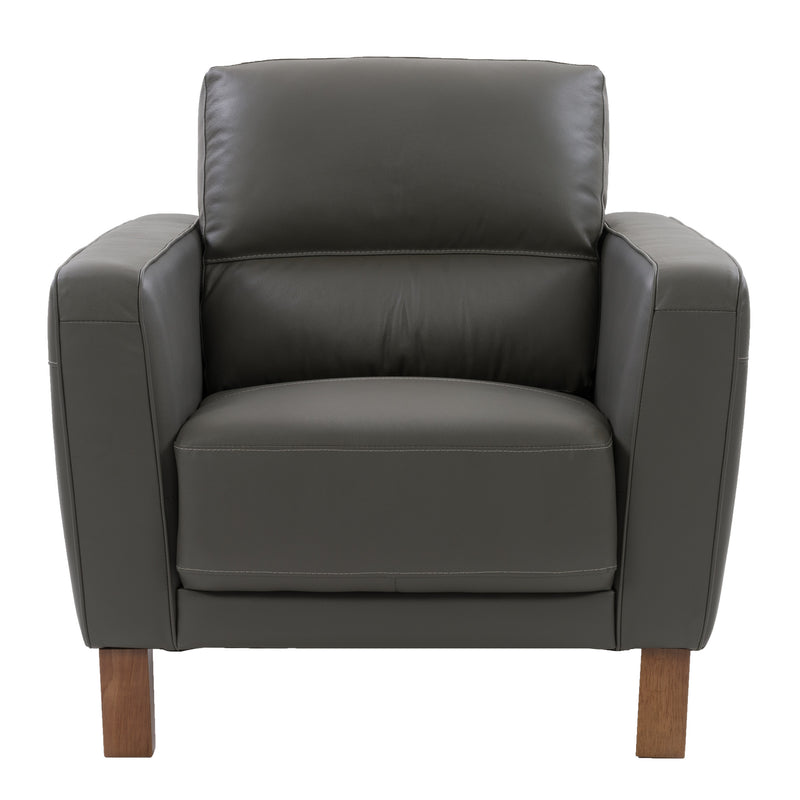 medium grey leather Leather Accent Chair Savannah Collection product image by CorLiving